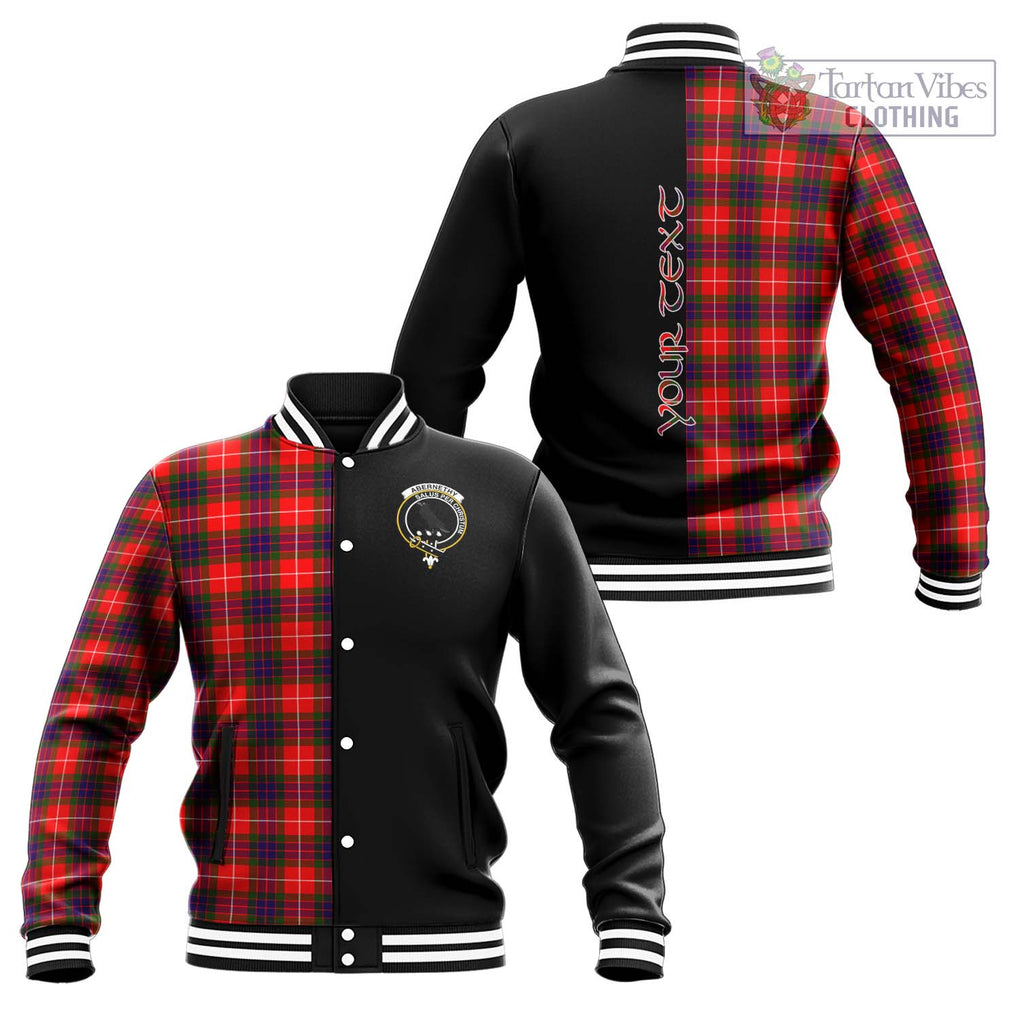 Abernethy Tartan Baseball Jacket with Family Crest and Half Of Me Style Unisex - Tartanvibesclothing Shop