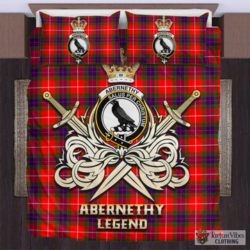 Tartan Vibes Clothing Abernethy Tartan Bedding Set with Clan Crest and the Golden Sword of Courageous Legacy