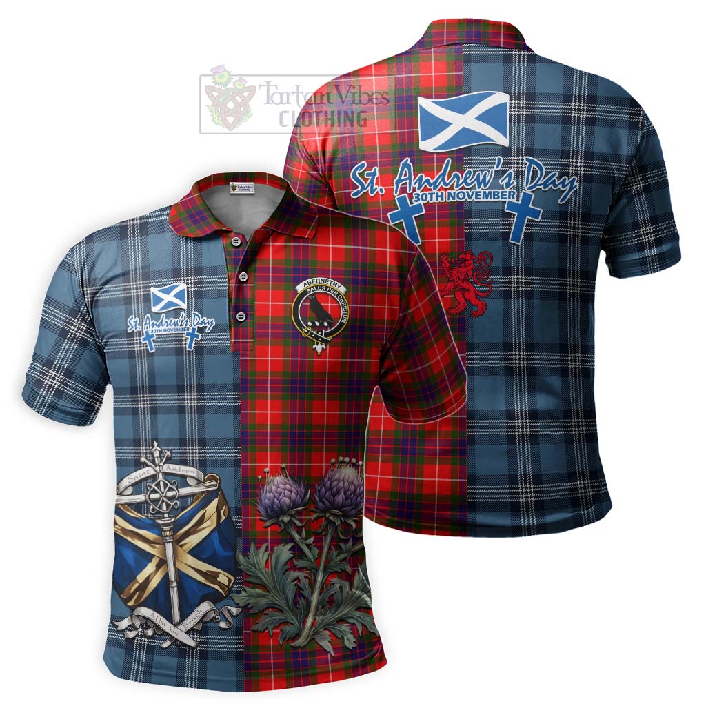 Abernethy Tartan Polo Shirt Happy St. Andrew's Day Half Tartan Style Kid - Tartan Vibes Clothing
