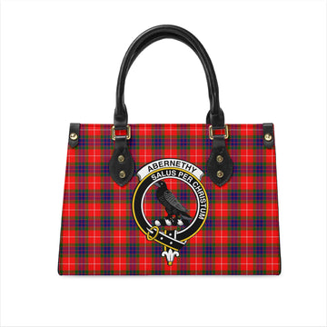 Abernethy Tartan Leather Bag with Family Crest