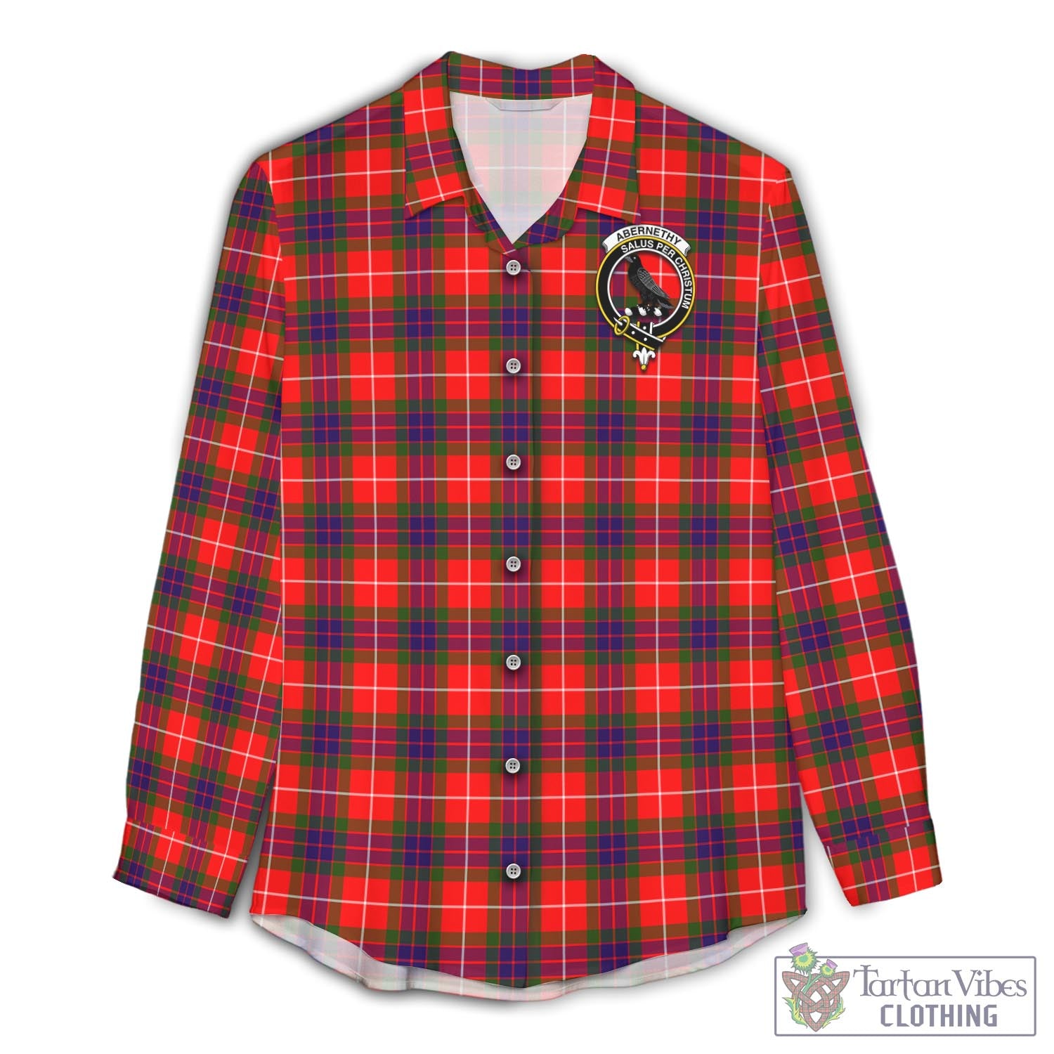 Tartan Vibes Clothing Abernethy Tartan Womens Casual Shirt with Family Crest