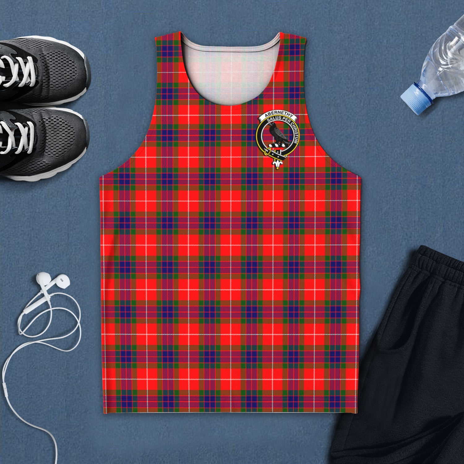 Abernethy Tartan Mens Tank Top with Family Crest - Tartanvibesclothing