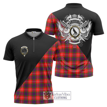 Abernethy Tartan Zipper Polo Shirt with Family Crest and Military Logo Style Unisex - Tartan Vibes Clothing