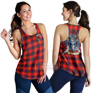 Tartan Vibes Clothing Abernethy Tartan Women's Racerback Tanks with Family Crest Celtic Skull Style