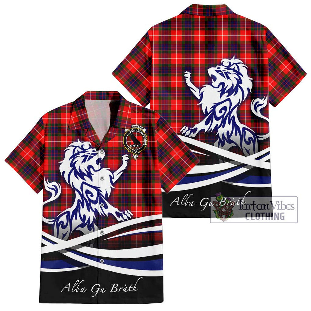 Abernethy Tartan Hawaiian Shirt with Alba Gu Brath Regal Lion Emblem Kid - Tartan Vibes Clothing