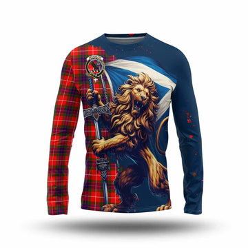 Abernethy Tartan Family Crest Long Sleeve T-Shirt with Scottish Majestic Lion Unisex - Tartan Vibes Clothing