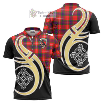 Abernethy Tartan Zipper Polo Shirt with Family Crest and Celtic Symbol Style Unisex - Tartan Vibes Clothing