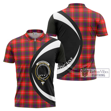 Abernethy Tartan Zipper Polo Shirt with Family Crest Circle Style Unisex - Tartan Vibes Clothing