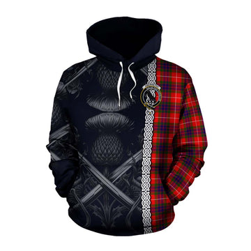 Abernethy Tartan Cotton Hoodie with Family Crest Cross Sword Thistle Celtic Vibes Pullover Hoodie XS - Tartan Vibes Clothing