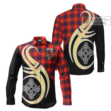 Abernethy Tartan Long Sleeve Button Shirt with Family Crest and Celtic Symbol Style Men's Shirt S - Tartan Vibes Clothing