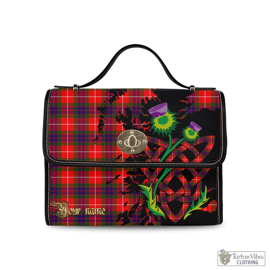 Tartan Vibes Clothing Abernethy Tartan Waterproof Canvas Bag with Scotland Map and Thistle Celtic Accents
