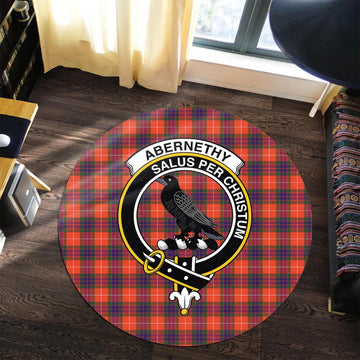 Abernethy Tartan Round Rug with Family Crest - Tartanvibesclothing