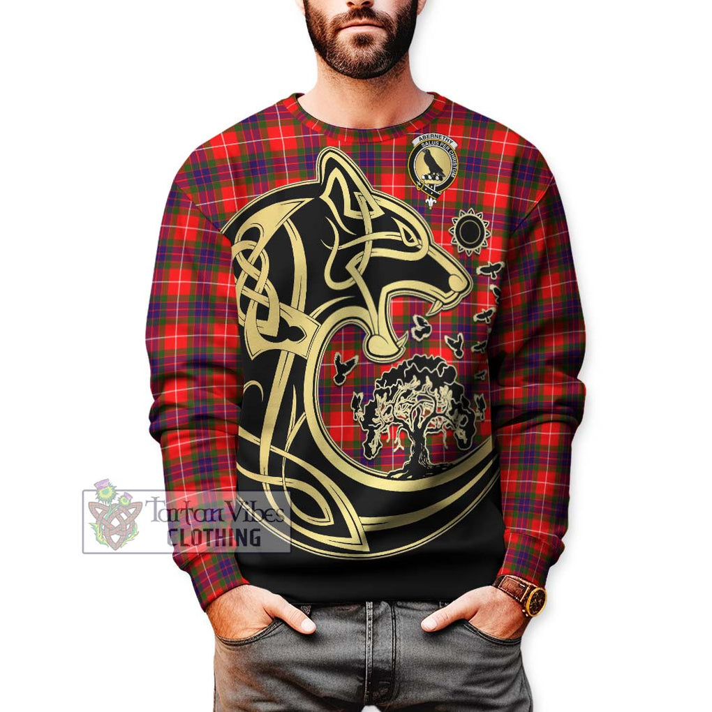 Abernethy Tartan Sweatshirt with Family Crest Celtic Wolf Style Unisex - Tartan Vibes Clothing
