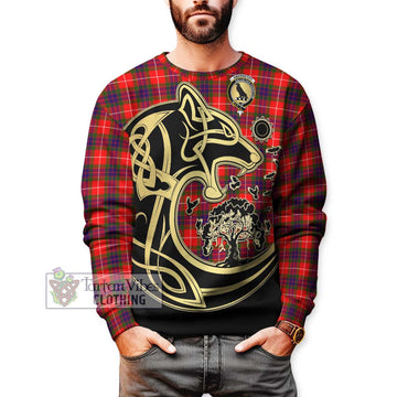 Abernethy Tartan Sweatshirt with Family Crest Celtic Wolf Style Unisex - Tartan Vibes Clothing