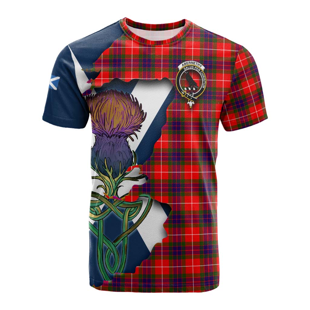 Tartan Vibes Clothing Abernethy Tartan Family Crest Cotton T-shirt Scottish Thistle Celtic Inspired