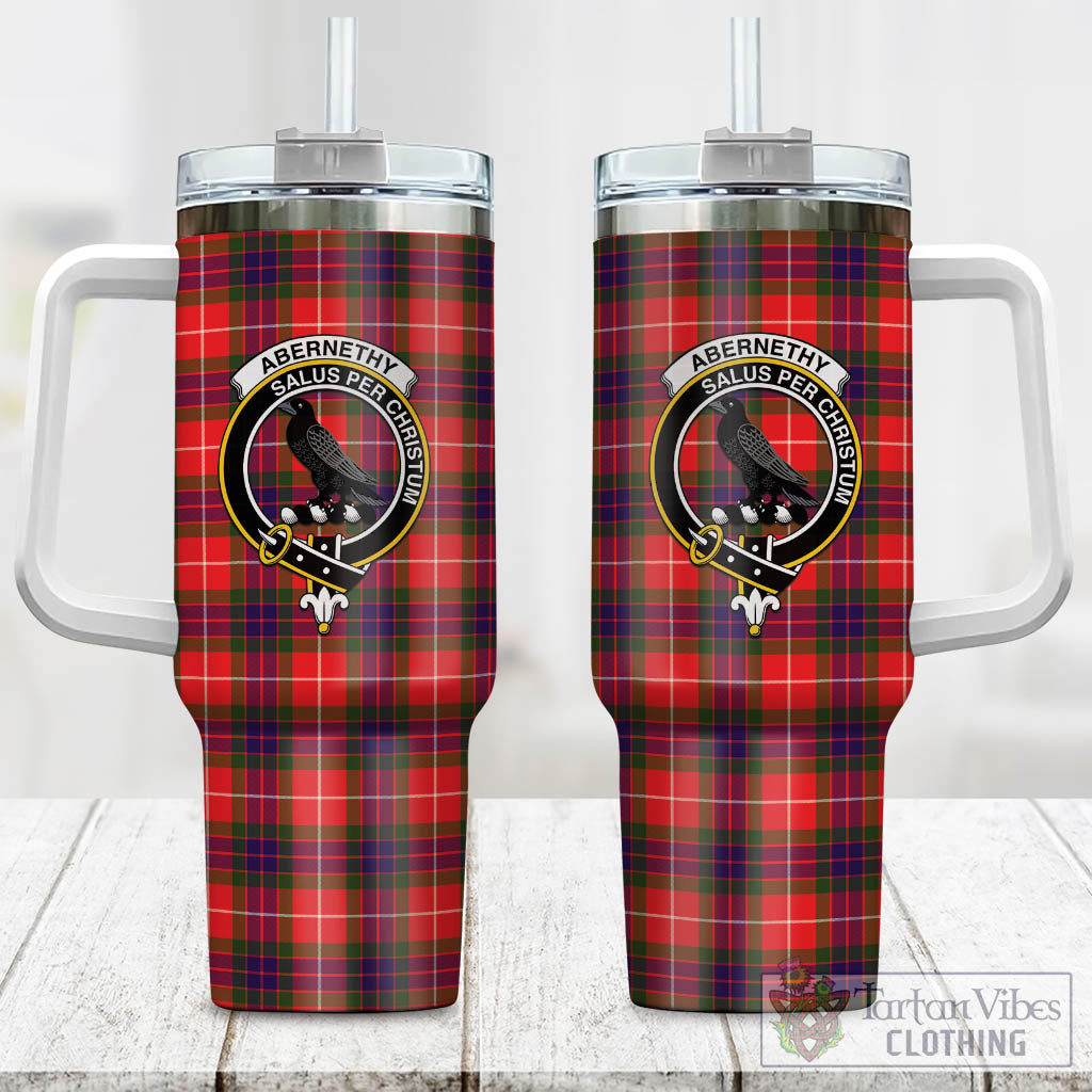 Tartan Vibes Clothing Abernethy Tartan and Family Crest Tumbler with Handle