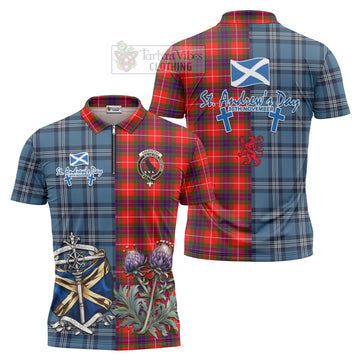 Abernethy Tartan Zipper Polo Shirt Happy St. Andrew's Day Half Tartan Style Unisex - Tartan Vibes Clothing
