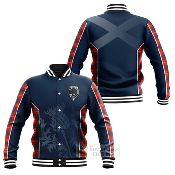 Tartan Vibes Clothing Abernethy Tartan Baseball Jacket with Family Crest and Scottish Thistle Vibes Sport Style