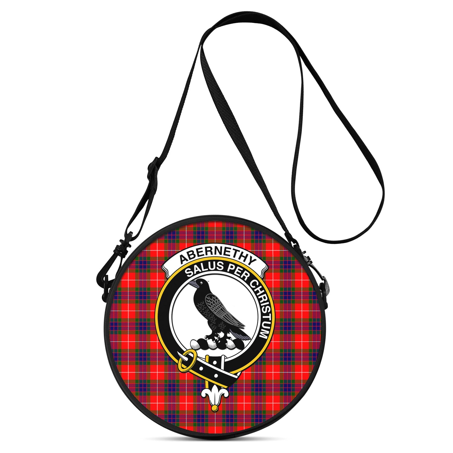 Abernethy Tartan Round Satchel Bags with Family Crest One Size 9*9*2.7 inch - Tartanvibesclothing
