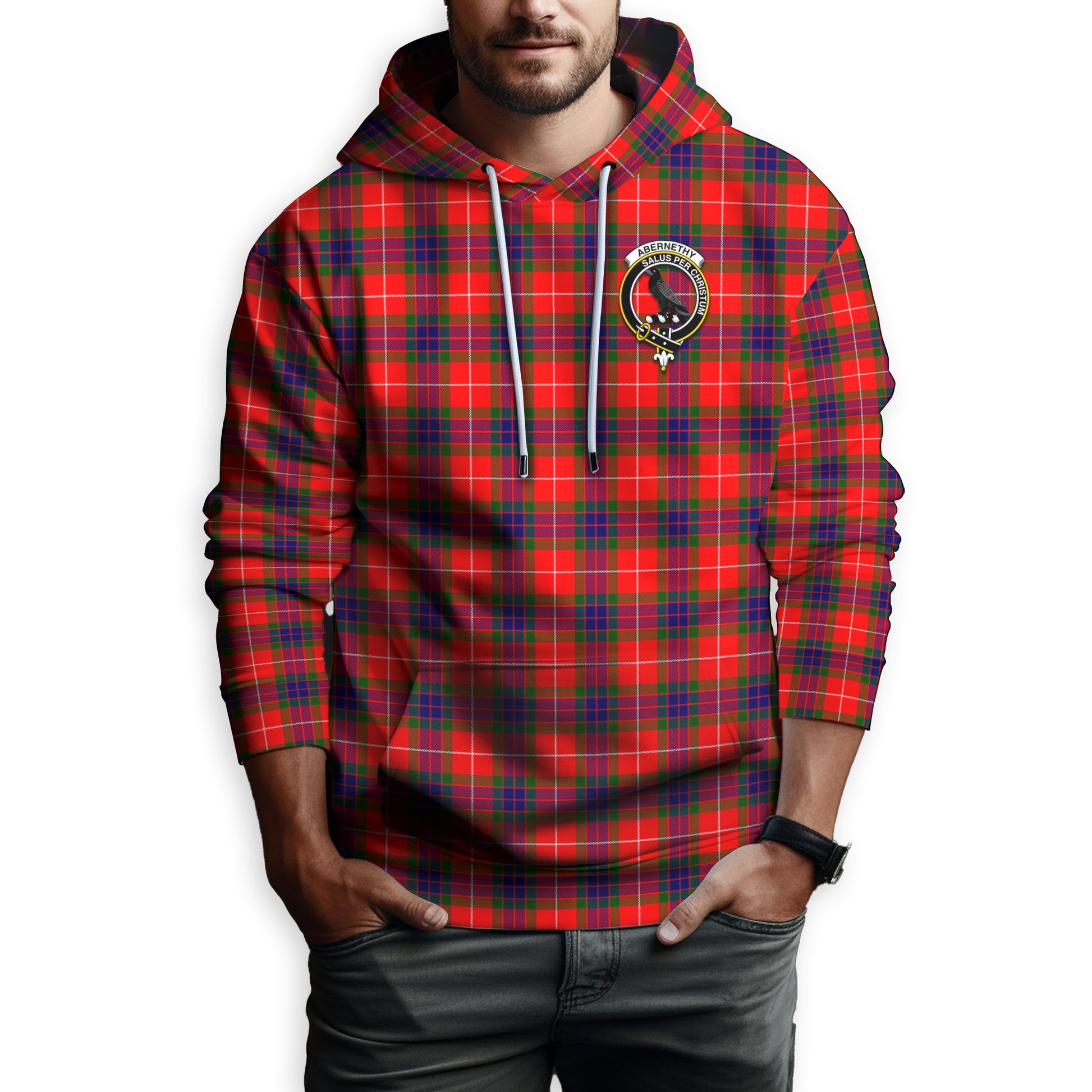 Abernethy Tartan Hoodie with Family Crest - Tartanvibesclothing