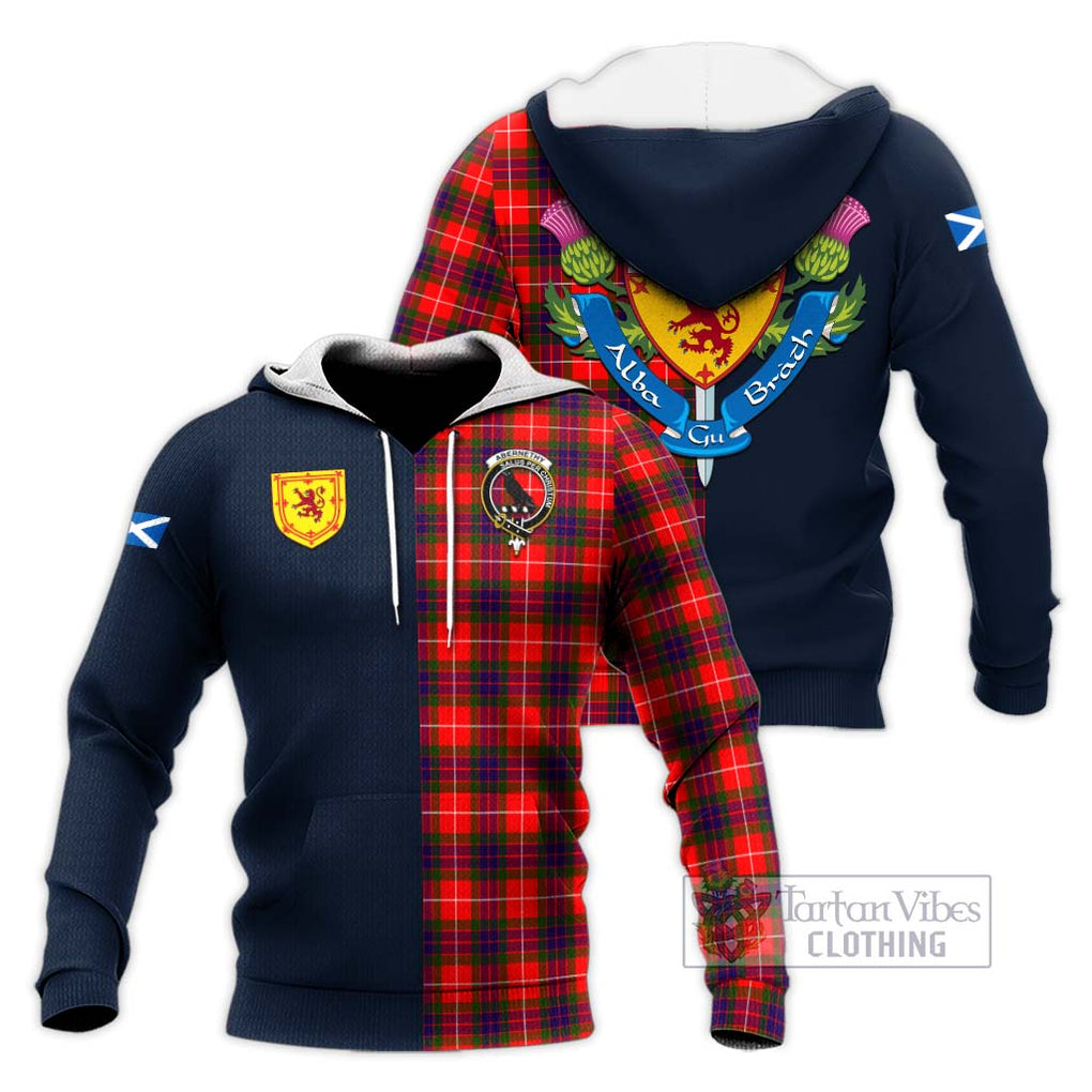 Tartan Vibes Clothing Abernethy Tartan Knitted Hoodie with Scottish Lion Royal Arm Half Style
