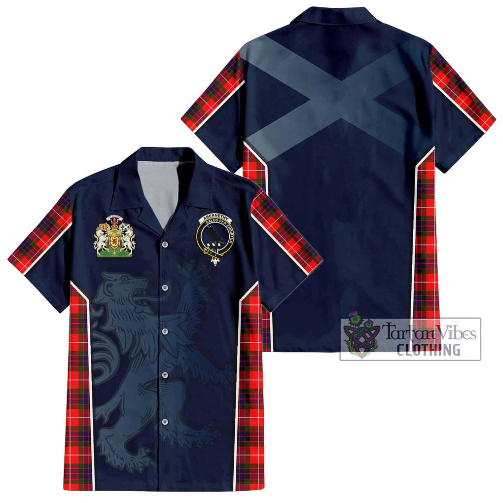Abernethy Tartan Short Sleeve Button Shirt with Family Crest and Lion Rampant Vibes Sport Style Kid - Tartan Vibes Clothing