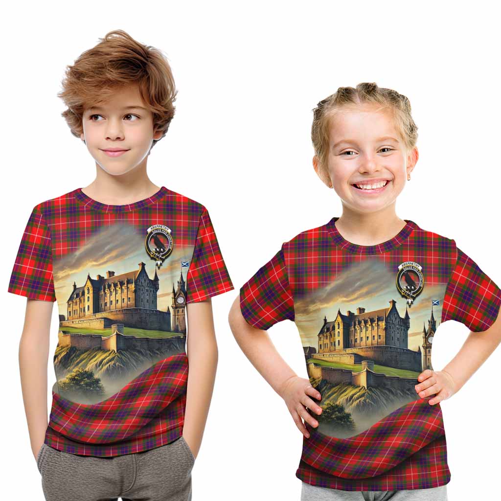 Abernethy Tartan Family Crest Kid T-Shirt with Scottish Ancient Castle Style Youth XL Size14 - Tartan Vibes Clothing