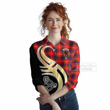 Abernethy Tartan Women's Casual Shirt with Family Crest and Celtic Symbol Style Female - Tartan Vibes Clothing