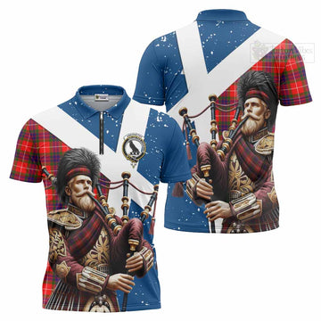 Abernethy Tartan Zipper Polo Shirt with Family Crest Scottish Bagpiper Vibes Unisex - Tartan Vibes Clothing