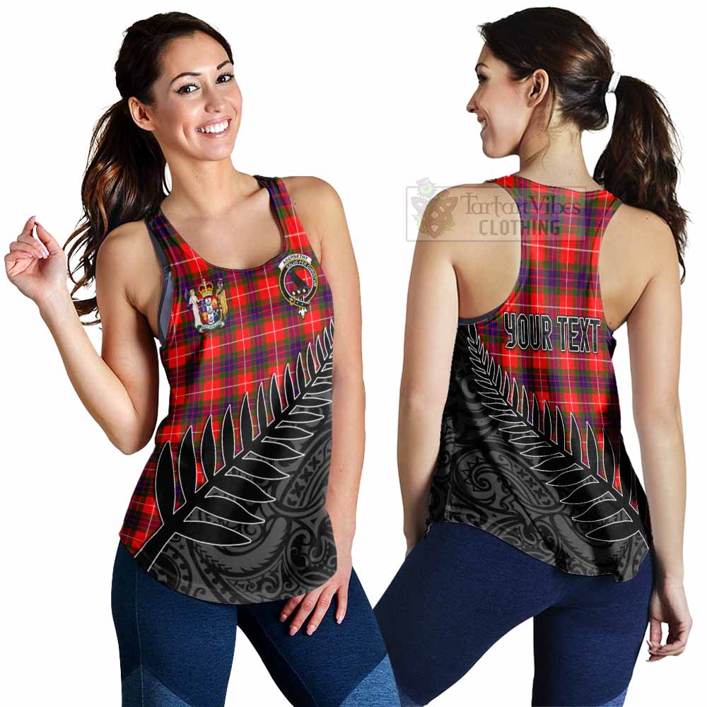 Tartan Vibes Clothing Abernethy Crest Tartan Women's Racerback Tanks with New Zealand Silver Fern Half Style
