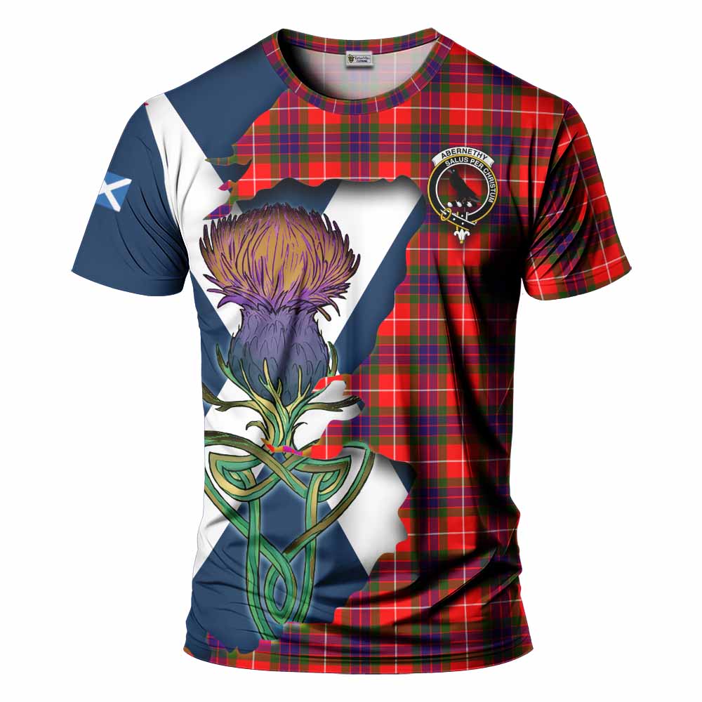 Tartan Vibes Clothing Abernethy Tartan Family Crest T-Shirt Scottish Thistle Celtic Inspired