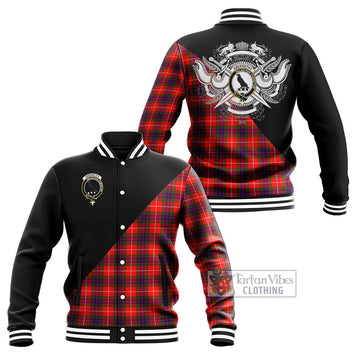 Abernethy Tartan Baseball Jacket with Family Crest and Military Logo Style Unisex - Tartan Vibes Clothing
