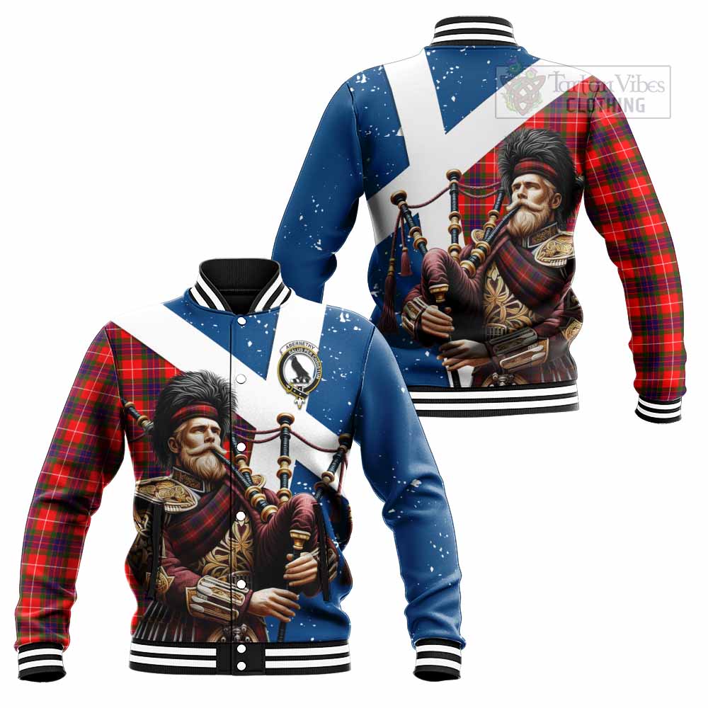 Abernethy Tartan Baseball Jacket with Family Crest Scottish Bagpiper Vibes Unisex - Tartan Vibes Clothing