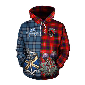 Abernethy Tartan Cotton Hoodie Happy St. Andrew's Day Half Tartan Style Pullover Hoodie XS - Tartan Vibes Clothing