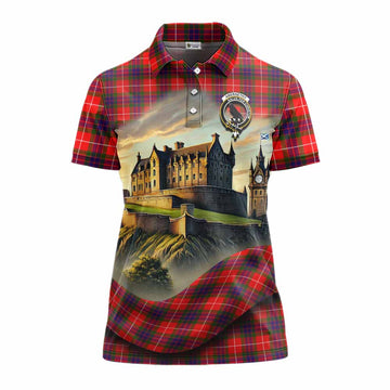 Abernethy Tartan Family Crest Women's Polo Shirt with Scottish Ancient Castle Style Women - Tartan Vibes Clothing