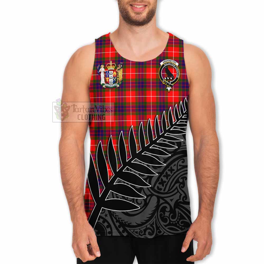 Tartan Vibes Clothing Abernethy Crest Tartan Men's Tank Top with New Zealand Silver Fern Half Style