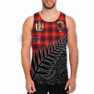 Tartan Vibes Clothing Abernethy Crest Tartan Men's Tank Top with New Zealand Silver Fern Half Style