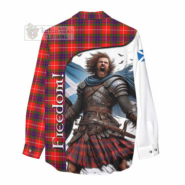 Tartan Vibes Clothing Abernethy Crest Tartan Women's Casual Shirt Inspired by the Freedom of Scottish Warrior