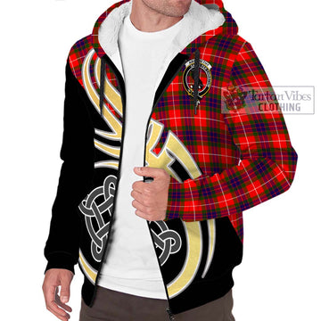 Abernethy Tartan Sherpa Hoodie with Family Crest and Celtic Symbol Style - Tartan Vibes Clothing