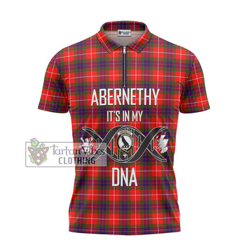 Abernethy Tartan Zipper Polo Shirt with Family Crest DNA In Me Style - Tartan Vibes Clothing