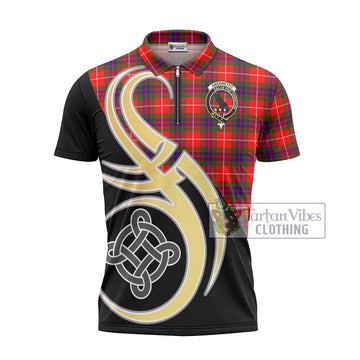 Abernethy Tartan Zipper Polo Shirt with Family Crest and Celtic Symbol Style - Tartan Vibes Clothing