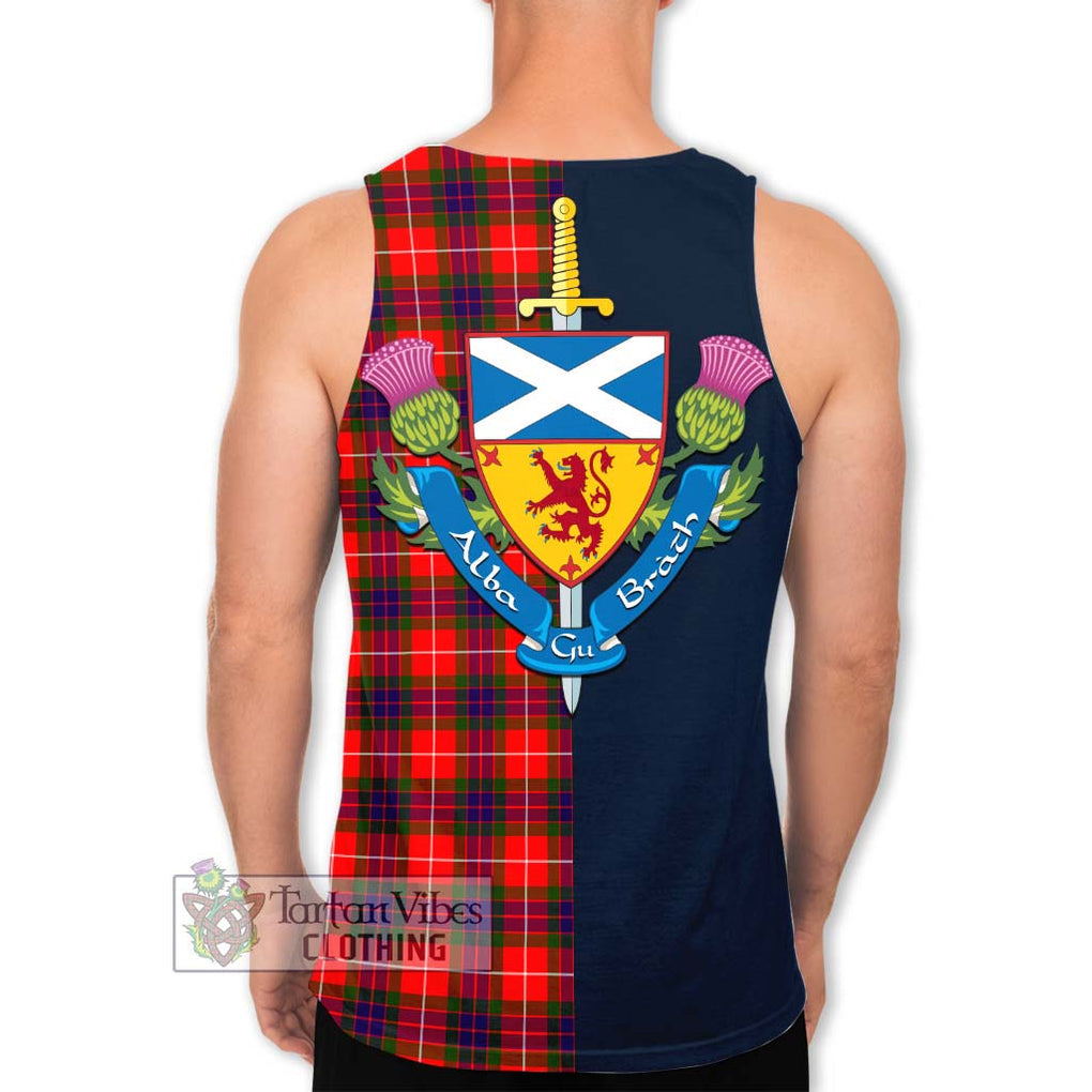 Abernethy Tartan Men's Tank Top Alba with Scottish Lion Royal Arm Half Style - Tartan Vibes Clothing
