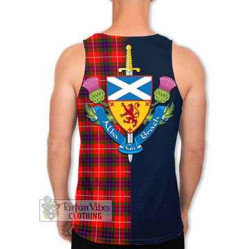 Abernethy Tartan Men's Tank Top Alba with Scottish Lion Royal Arm Half Style - Tartan Vibes Clothing