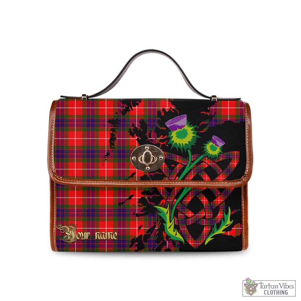 Tartan Vibes Clothing Abernethy Tartan Waterproof Canvas Bag with Scotland Map and Thistle Celtic Accents