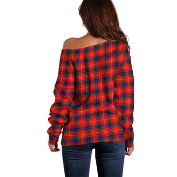 Abernethy Tartan Off Shoulder Women Sweater with Family Crest - Tartanvibesclothing