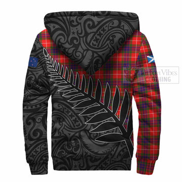 Tartan Vibes Clothing Abernethy Crest Tartan Sherpa Hoodie with New Zealand Silver Fern Half Style