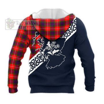 Tartan Vibes Clothing Abernethy Tartan Knitted Hoodie Featuring Thistle and Scotland Map