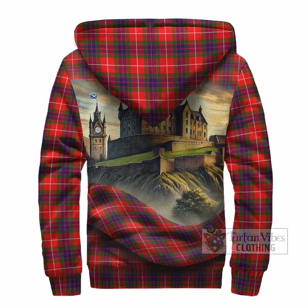 Abernethy Tartan Family Crest Sherpa Hoodie with Scottish Ancient Castle Style - Tartan Vibes Clothing