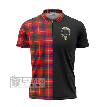 Abernethy Tartan Zipper Polo Shirt with Family Crest and Half Of Me Style - Tartan Vibes Clothing