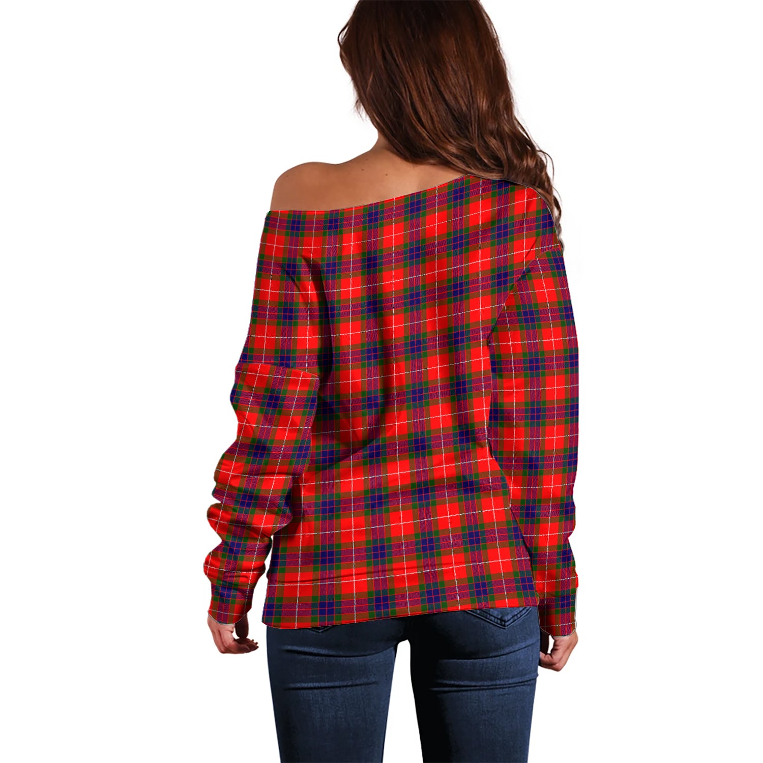 Abernethy Tartan Off Shoulder Women Sweater - Tartanvibesclothing